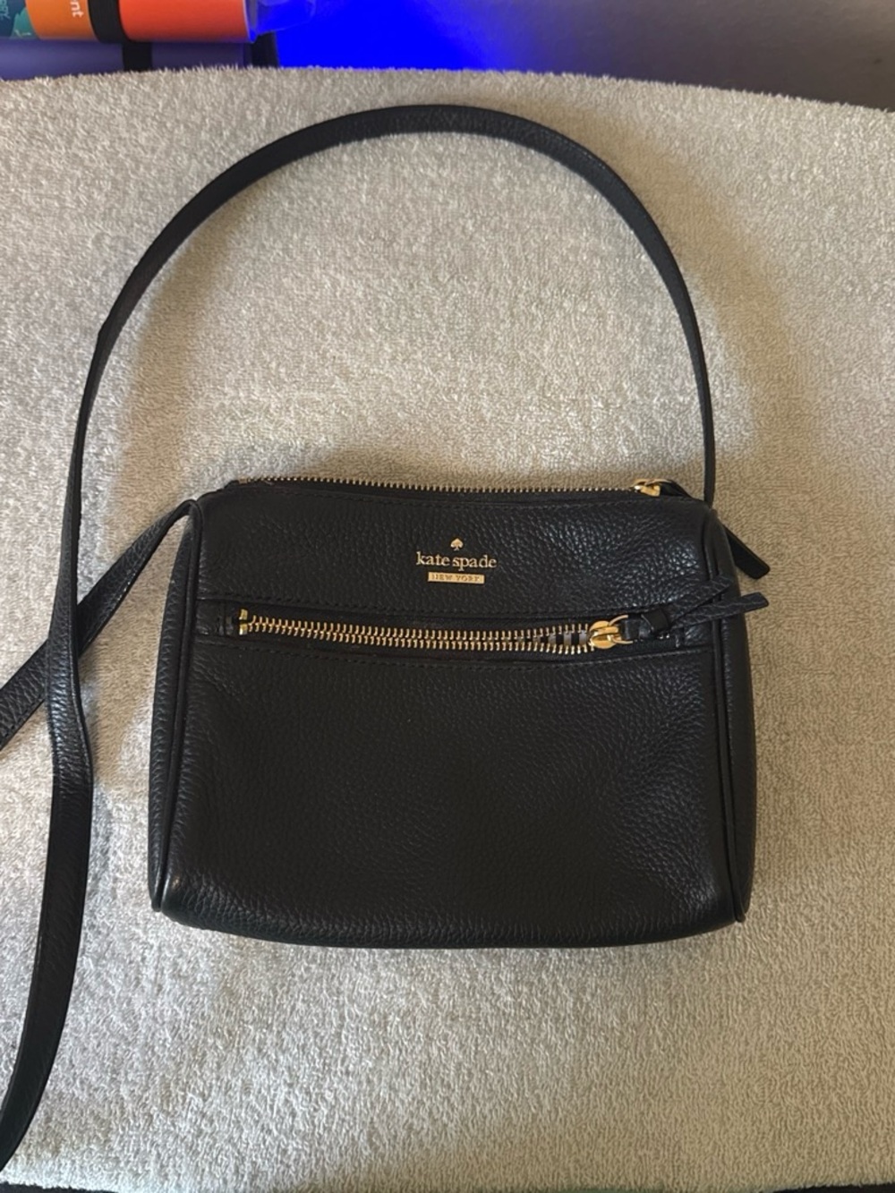 kate spade Black Leather Crossbody with Gold Hardware